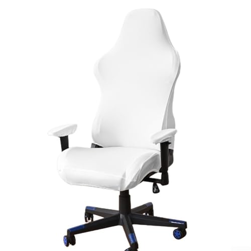 Fundas elásticas para sillas de juegos, fundas elásticas para asientos de computadora de oficina, color sólido, seda de leche, funda elástica (blanco)