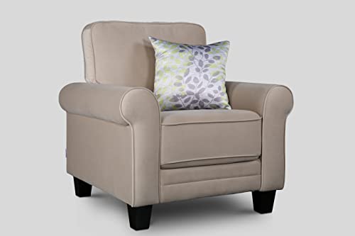 Image of HomeTown Claire Velvet Arm Chair in Beige Colour
