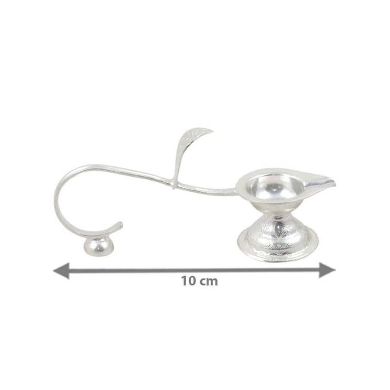 Image of Silver Vintage Style Arti Diya /Karpoora Deepam /Karpoor Deepak - Silver Pooja Items for Home, Return Gift for Navarathri, Wedding, Housewarming & Other Festivals | Worship God