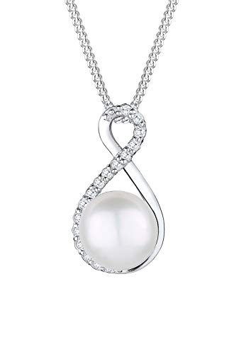 Preisvergleich Produktbild Elli PREMIUM Halskette Damen Infinity Süßwasserzuchtperle mit Zirkonia Kristallen in 925 Sterling Silber