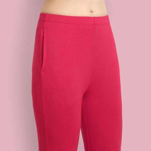 Image of ONE SKY Women Ankle Length Leggings | Premium Cotton Modal Spandex Blend | High Waist Stretchable & Bio-Washed Fabric | Colour-Lock | Ethnic Leggings for Women