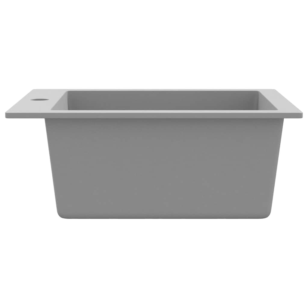Fregadero De Cocina De Granito con Cubeta Extra Profunda, 80% Cuarzo y 20% Resina, Diseño Resistente y Compacto, kitchen sink, Fregadero Bajo Encimera, Apto Para Cocinas y Lavaderos, Gris, 425x500 mm
