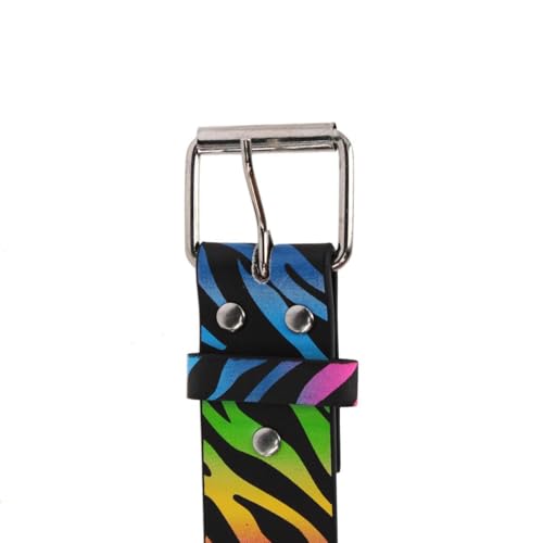 CTM Women's Rainbow Zebra Belt with Roller Buckle3