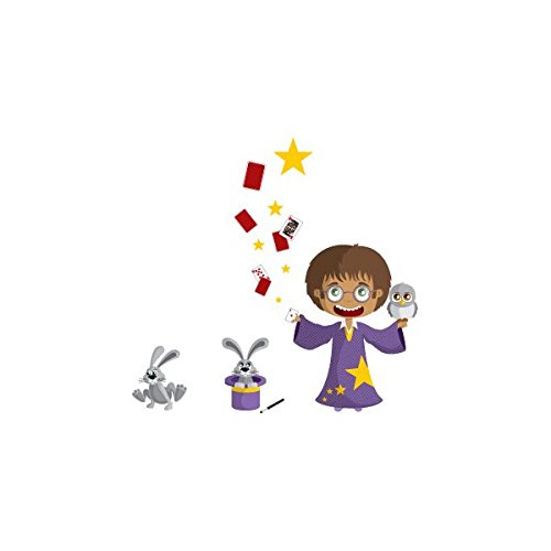 Stickers muraux magicien cirque 55 x 80 cm décoration murale enfant