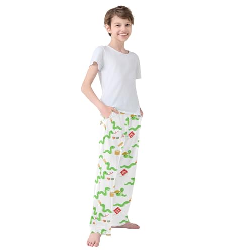 Boys' Pants Green Snake New Year Long Bottoms Jogger Pants Elastic Waist Trousers with Pockets S-XL4