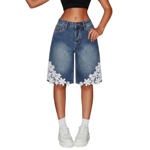 Generic - Girl's Baggy Jorts Y2k Streetwear Bermuda Jean Shorts - High Waisted Wide Leg Denim Knee Length Summer Shorts - Best Deal on Amazon
