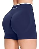 JOYSPELS Seamless Gym Shorts for Women High Waist Sculpting Scrunch Bums Booty Workout Yoga Cycling Womens Activewear Shorts UK Navy Blue M