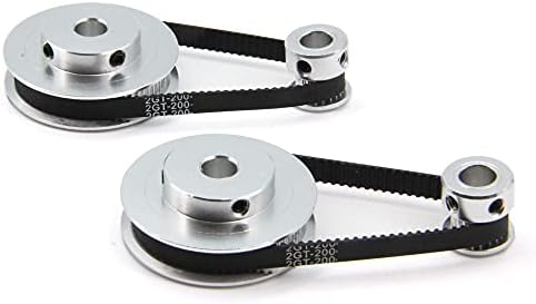 2 Kit GT2 Synchronous Wheel 20&60 Teeth 8mm Bore Aluminum Timing Pulley with 2 pcs Length 200mm Width 6mm Belt (20-60T-8B-6)