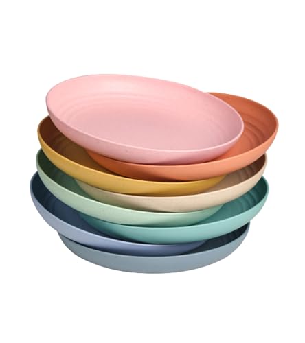 ESS DIRECT Unbreakable Dinner Plates - Salad Plate 7.8'' Set of 8 - Microwave and Dishwasher Safe Kids Plates for Kids 3 Years and Older - Picnic Dessert Lightweight Dinner Plates for Home & Outdoors