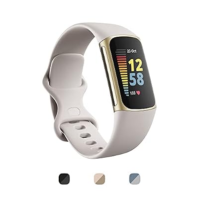 Fitbit Charge 5 Tracker di Attività con 6 Mesi di Abbonamento Premium Inclusi, Fino a 7 Giorni di Autonomia e Punteggio di Prontezza Giornaliera, Bianco Avorio