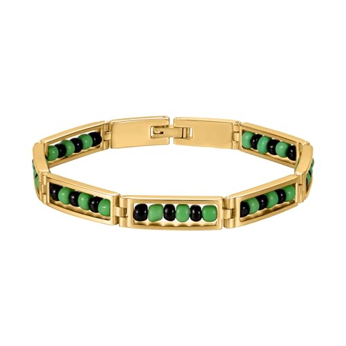 Pulsera Unisex de Acero Inoxidable con Cuenta Colorida miniatura 1