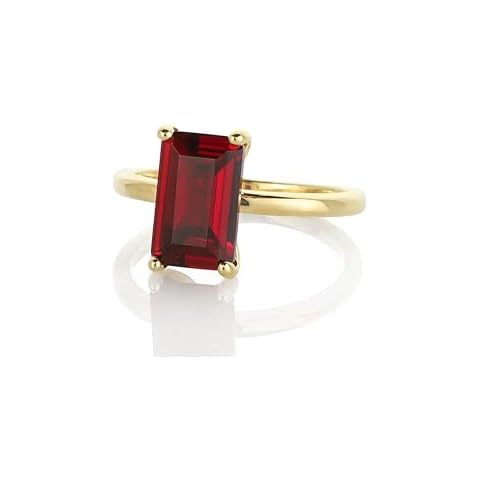 14K Garnet Ring for Women - Rectangular January Birthstone in Gold-Filled Band - Red Jewelry for Any Occasion - Handmade Design Cover