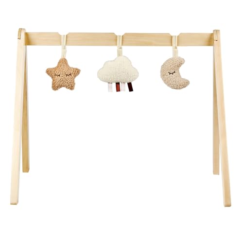 Arche en bois design Nattou suspendue lune et étoile en tissu beige
