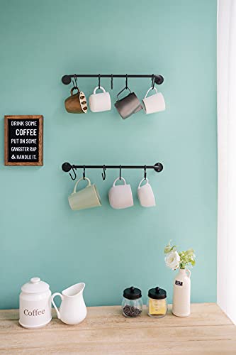 Mkono Mug Holder Wall Mounted Coffee Cup Rack Hanger Modern Metal with 10 Mug Hooks Rustic Utensil Tea Cups Storage Organizer for Kitchen Dining Room Coffee Bar, Set of 2, Black Mkono Mug Holder Wall Mounted Coffee Cup Rack Hanger Modern Metal with 10 Mug Hooks Rustic Utensil Tea Cups Storage Organizer for Kitchen Dining Room Coffee Bar, Set of 2, Black