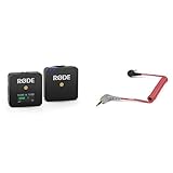 Produkt 2: Länge ca. 40cm RØDE Wireless Go Compact Mikrofonsystem kabellos & Rode Anschlusskabel auf Handy (0,4 m, 3,5 mm Klinkenstecker) für VideoMic GO Smartphone/Tablet rot