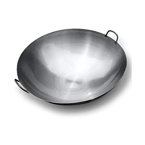 Auténtica Sartén China para Saltear Wok De Hierro Fundido Precurado, Wok Grande Y Profundo con Dos Asas Integradas,60cm/23.6in