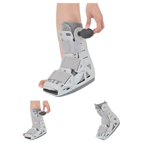 TAKEY足首サポーター 骨折用 簡易ギプスシューズ 術後固定リハビリ 足首アキレス腱 靭帯 プロテクター 片足1足 左右兼用 術後シューズ 介護用 骨折用 ギブス 汚れ防止 足先防寒対策 滑り止め加工 (エアバッグ付きグレー,S)