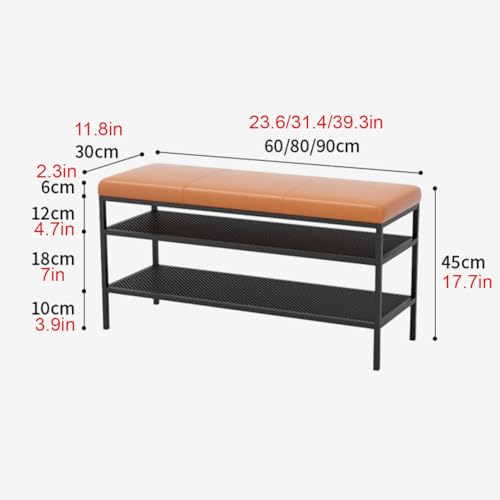 Banc de rangement à chaussures élégant en métal noir de 80 cm - 4