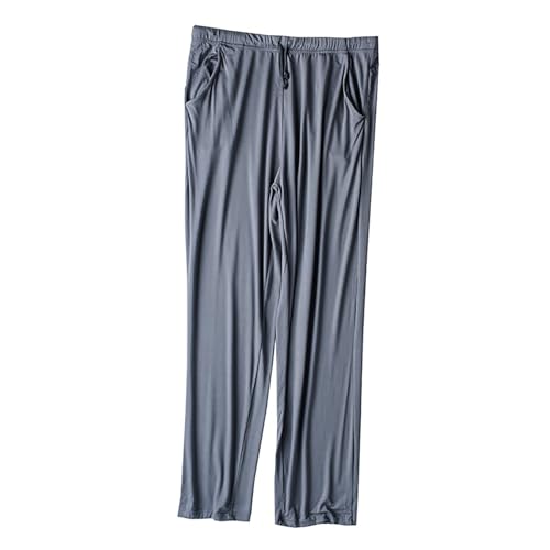 Mens Ultra Soft Pajama Pants Drawstring, Stretch Sleep Pant with Pockets Lightweight & Cozy Lounge Pj Bottoms for Men Gray