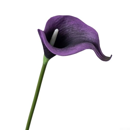 Lilienstrauß für Hochzeiten, lebendige künstliche Textur, Blumendekoration, Pve, Calla und Büroarrangements (Dunkelviolett), 5 Stück