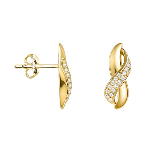 SOFIA MILANI - Damen Ohrringe 925 Silber - vergoldet/golden & mit Zirkonia Steinen - Unendlich Infinity Ohrstecker - E1673
