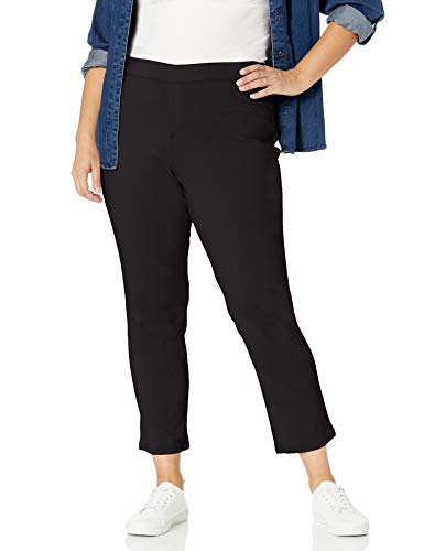 Erika Women's Joey Pull On Slim Straight Leg Pant, Licorice, Small Petite