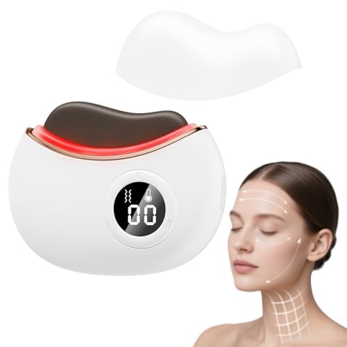 EMS Gua Sha, masajeador facial con 9 modos de calor y vibración, 40 °C - 55 °C para terapia de luz caliente, dispositivo facial para antienvejecimiento, levantamiento y tonificación de la piel flácida