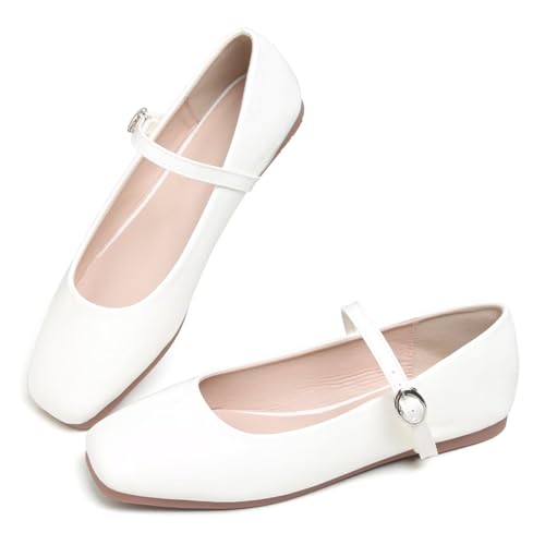 Image of LUXINYU Women's Slip on Flats,Classy Round Toe Solid Classic Mary Jane Ballet Dance Shoes Soft Comfortable PU Flat Shoes