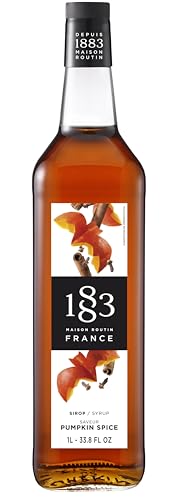 Image of 1883 Pumpkin Spice Syrup for Drinks, Made in France, 1 Liter Glass Bottle