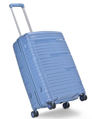 Image of VIP Matrix Hard Shell Trolley Luggage, 8 Wheels, PP Material with Flushed Combi Lock, Anti-Theft Zip (Ocean Blue, Set of 3 (Cabin, Medium, Large))