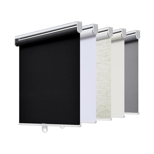 AOSKY Blackout Roller Blinds without Cord for Windows and Doors with Spring System - UV Protection Roller Shutters Room Darkening for Home and Office (60 cm W x 180 cm H, Black)
