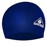 Water Gear Latex Adult Swim Cap - Durable and Flexible Unisex Non-Waterproof - Great for Short and Long Hair - Improve Your Performance - Triathlon Swimmers and Athletes - Navy