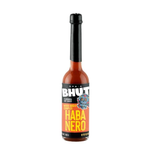 Image of Sprig Premium Wood-Aged Habanero Hot Sauce, 100g | Expensive But Authentic | Vegan, Gluteen Free, Kosher & No Added Sugar | Pair it with Tacos, Burritos, Sandwiches, Chicken Wings, Dumplings, Pizzas & snacks | Made in India