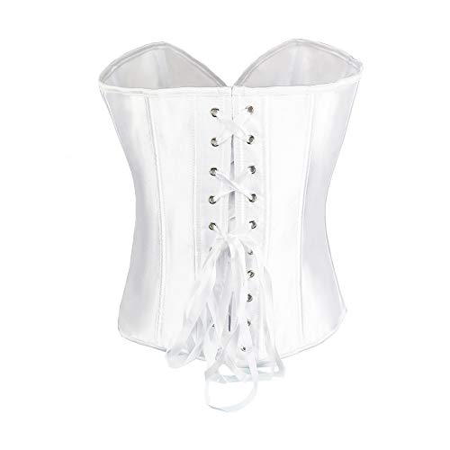 Women Satin Plain Pure Black Bustier Top Burlesque Basque Shaper Boned Corset (White, 10) steampunk buy now online Women Satin Plain Pure Black Bustier Top Burlesque Basque Shaper Boned Corset (White, 10) steampunk buy now online