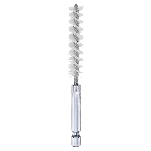 HARFINGTON Nylon Bore Brush 10mm Dia 4" Long Cleaning Twisted Wire Brush with Handle 1/4" Hex Shank for Tubes, Ports, Bearings