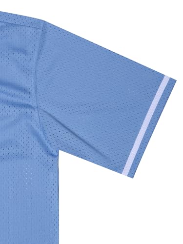 Camiseta de béisbol blanca para hombres, malla, casual de manga corta con botones miniatura 5