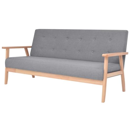 Yisssmeng Scandi Canapé 3 places en bois massif gris clair 158 x 67 x 73,5 cm Canapé épais rembourré moderne robuste pour salon, chambre à coucher, bureau