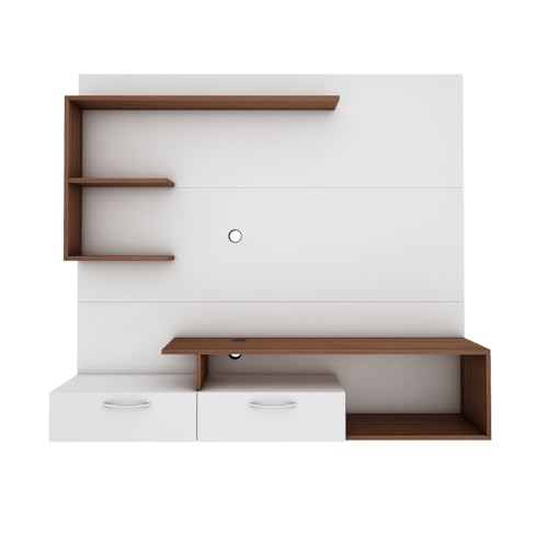 Image of WOODBUZZ Vincent Wall Mount TV Panel | Up to 55 Inch TV | Frosty White