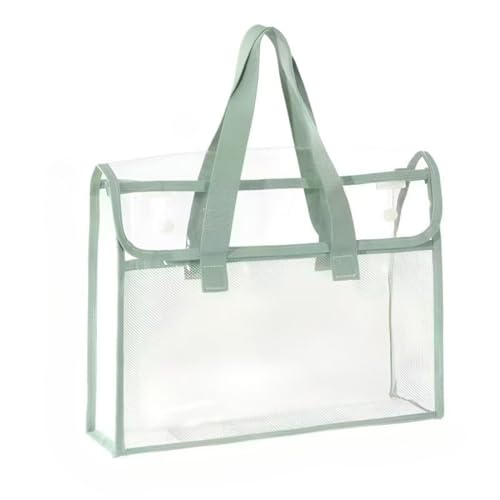 Vlfn A4風琴式ファイルケース 学生試験書類収納 PVC二層仕切り 手提げ書類バッグ 持ち運び便利 多機能 (緑【ランダムステッカー付き】)