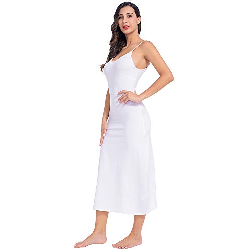 Image of MANCYFIT Long Slips for Under Dresses Full Length Adjustable Spaghetti Strap Nightgown