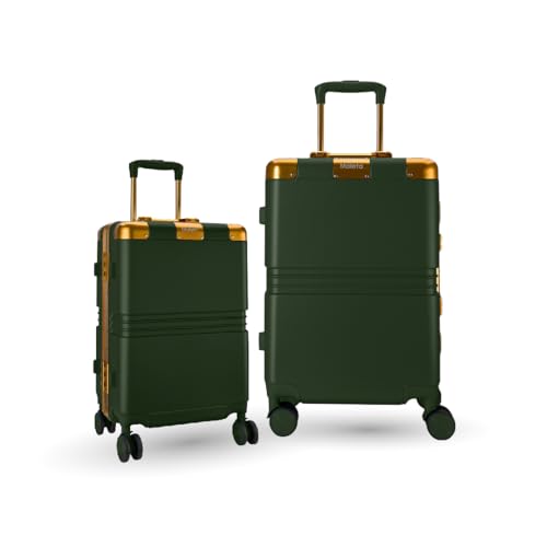 Image of Maleta Gold Series Cabin and Large Size | 20'' and 28''| Corner Protection, Aluminium Frame | Luggage Bags | Suitcase | Trolley Bags for Travel Combo (Green, Set of 2 (Small-Large))