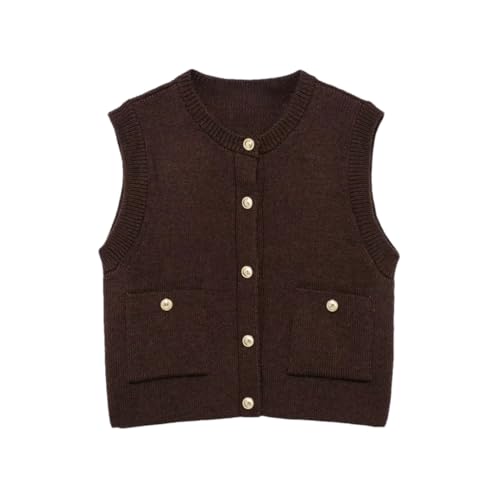 Women’S Sleeveless Button Down Knit Vest Round Neck Lightweight Knit Casual Tank Tops