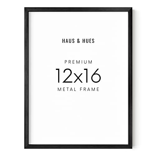 HAUS AND HUES 30.5x40.6 cm schwarzer Rahmen – 30.5x40.6 cm Rahmen Metall schwarzer Rahmen, dünner schwarzer Rahmen, 40.5x30.6 cm Bilderrahmen, Schwarz (schwarzer Aluminiumrahmen)