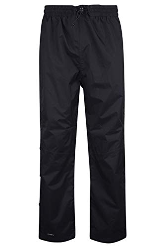 Mountain Warehouse Downpour Mens Waterproof Overtrousers - Breathable Rain Pants, Ripstop Black Large