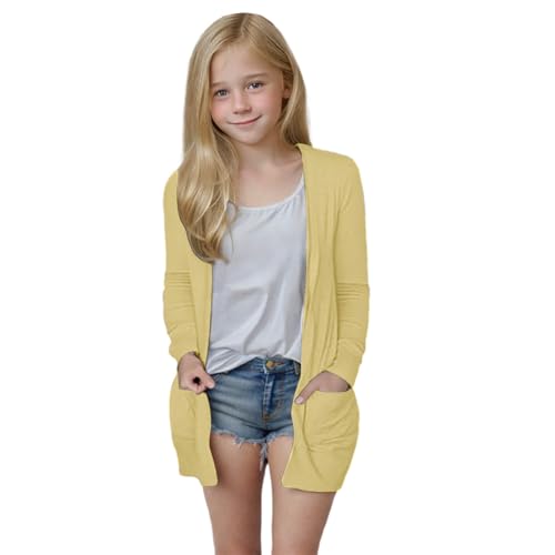 Girls Cardigan Sweaters 10-12 Lightweight Open Front Sweaters for Girls Cute Long Sleeve Oversized Outwear Coat