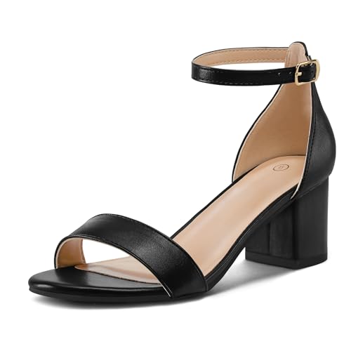 mysoft Women's Chunky Low Heels Open Toe Block Heeled Dress Ankle Strap Pump Wedding Sandals