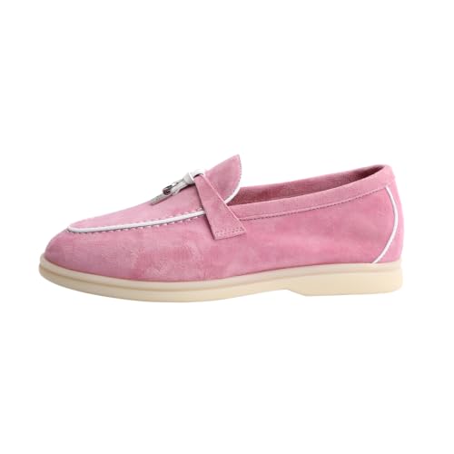 Image of XOBZJH Women's Leather Suede Loafers Flats - Slip-On Penny Loafers with Soft, Comfortable Driving & Dress Shoes for Casual Office Work All Day
