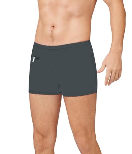 Trendy Boy Bañador Corto para Hombre Pantalones Cortos de Secado Rápido Boxer de Natación Hombre (L, LA660-Grey)