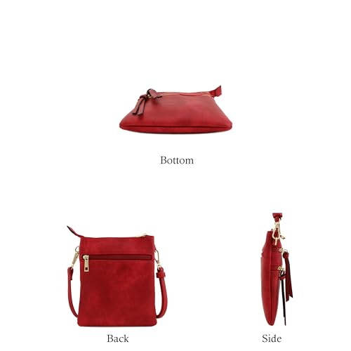 Image of Isabelle Small Lightweight Shoulder Bag for Women, Mini Multi Zipper Pocket Crossbody Handbag with Adjustable strap