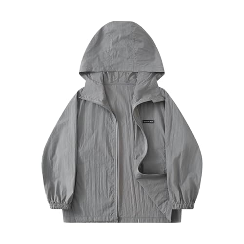 Boys Girls Sun Protection Hoodie Jacket Running Athletic Cooling Shirt Kids Long Sleeve Solid Color Zip Up Coat